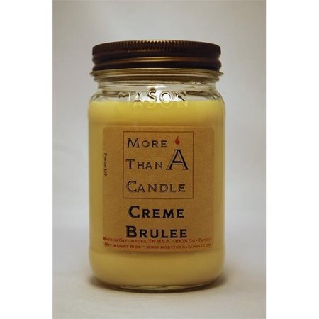 MORE THAN A CANDLE More Than A Candle CMB16M 16 oz Mason Jar Soy Candle; Creme Brulee CMB16M
